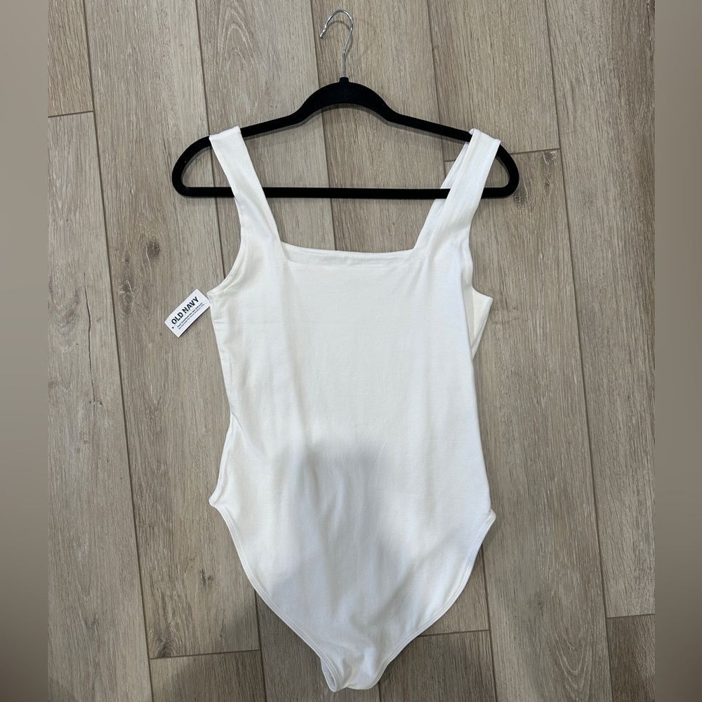 Old Navy White Square Neck Bodysuit